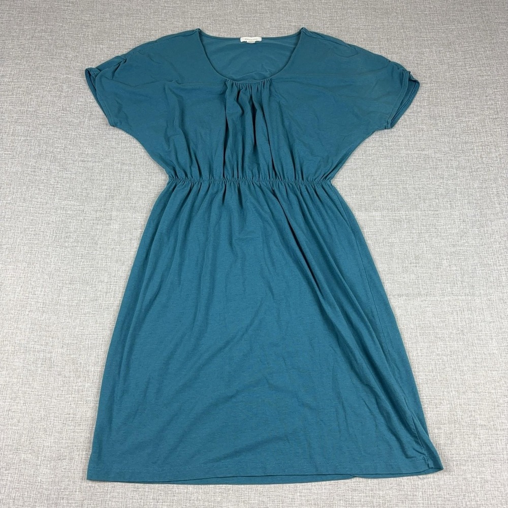 Garnet Hill T-Shirt Dress Womens Medium Blue Blouson Scoop Neck Knee Length